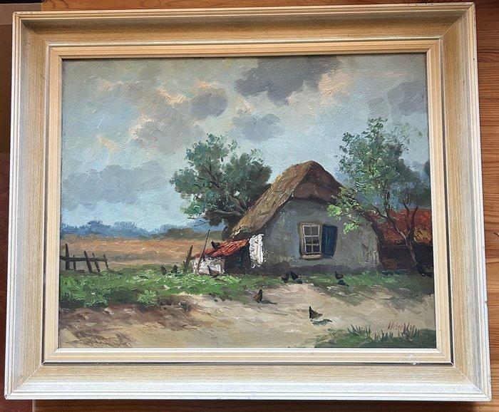 Henriette Hubregtse (1879-1959) - Boerderijtje met kippen, Antiek en Kunst, Kunst | Schilderijen | Klassiek