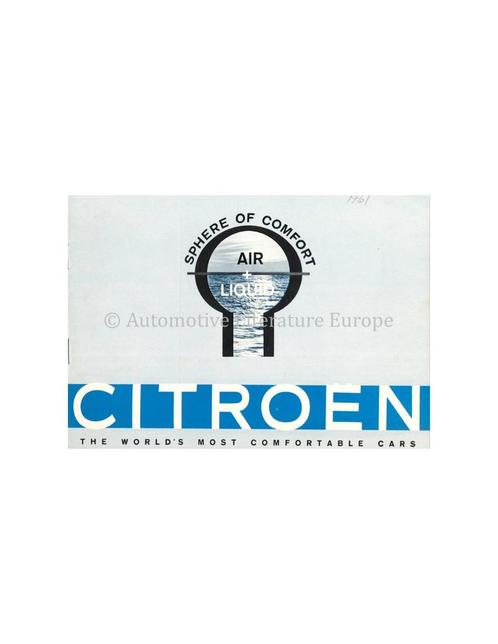1961 CITROEN DS 19 / ID 19 LUCHT & WATER BROCHURE ENGELS, Boeken, Auto's | Folders en Tijdschriften