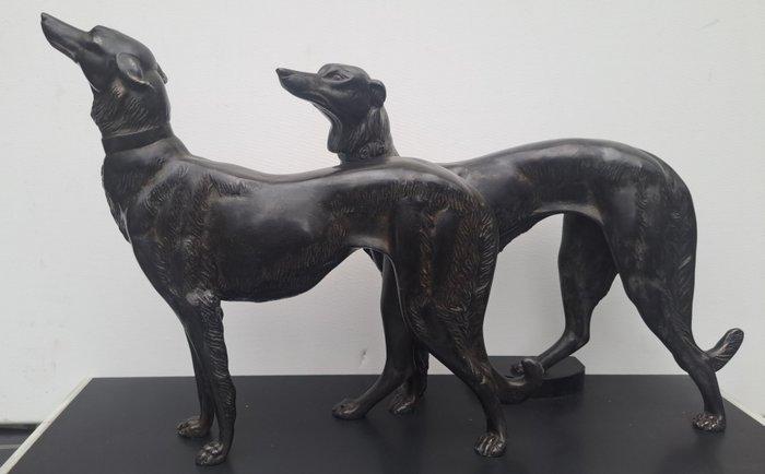 IRENE ROCHARD - Snijwerk, levriers - 28 cm - Zinklegering,, Antiek en Kunst, Kunst | Designobjecten