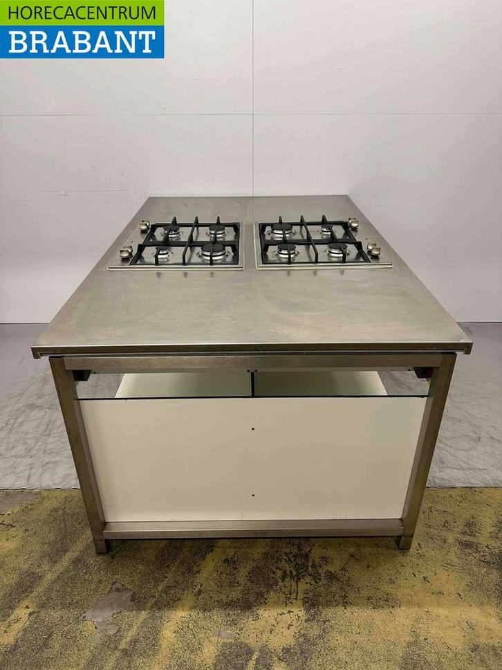 RVS Etna Kookeiland met 2 x 4 Pits Fornuis gasfornuis GAS, Zakelijke goederen, Horeca | Keukenapparatuur, Ophalen of Verzenden