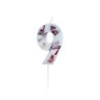 Kaars 9 Jaar Rozenblaadjes 9cm, Verzenden, Nieuw