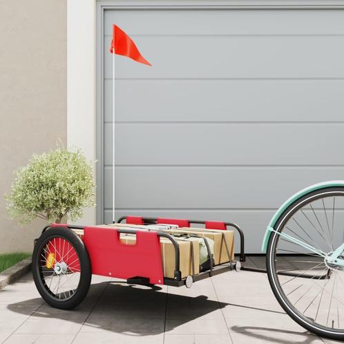 vidaXL Fietstrailer oxford stof en ijzer rood, Fietsen en Brommers, Fietsaccessoires | Aanhangwagens en Karren, Nieuw, Verzenden