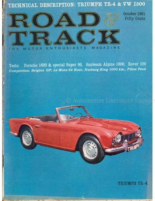 1961 ROAD AND TRACK MAGAZINE OKTOBER ENGELS, Livres, Autos | Brochures & Magazines