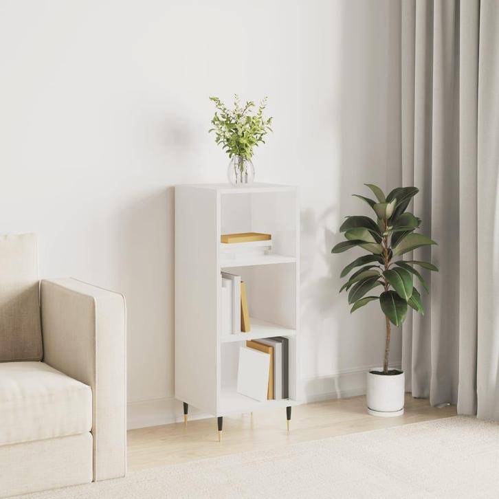 vidaXL Dressoir 34,5x32,5x90 cm bewerkt hout hoogglans wit, Huis en Inrichting, Kasten | Dressoirs, Nieuw, Verzenden