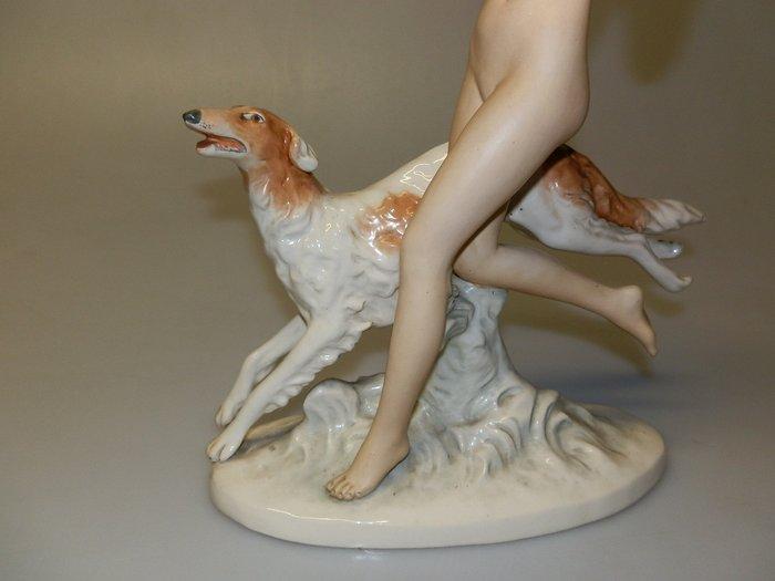 Royal Dux Porzellan-Manufaktur - Beeld, Donna con cane, Antiek en Kunst, Antiek | Glaswerk en Kristal