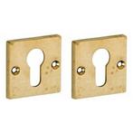 Set van twee PC-plaatjes Bauhaus messing antiek, Klink of Kruk