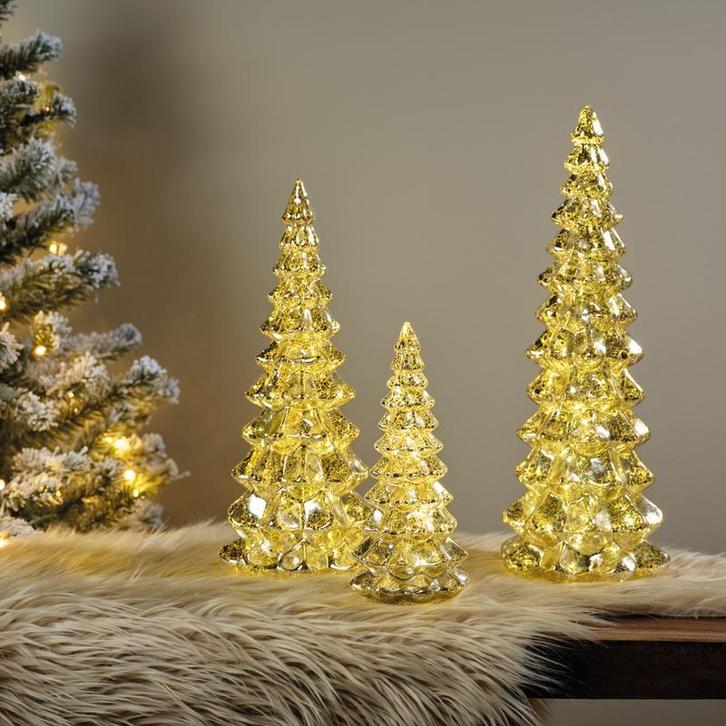 Lot de 3 sapins en verre avec LED - 3 pièces | 21, 32 et 40, Huis en Inrichting, Woonaccessoires | Overige, Verzenden