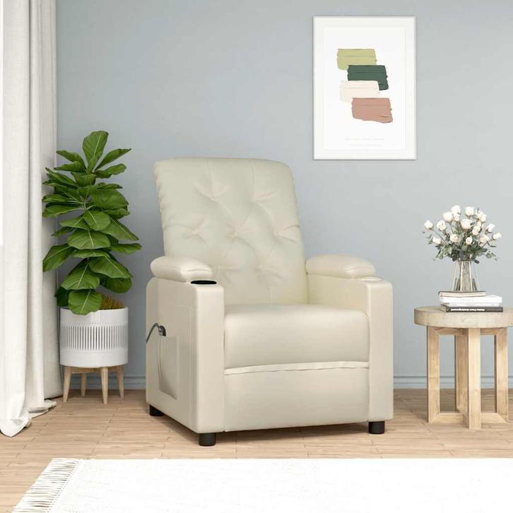 vidaXL Sta-op-stoel kunstleer crèmekleurig, Huis en Inrichting, Fauteuils, Nieuw, Verzenden