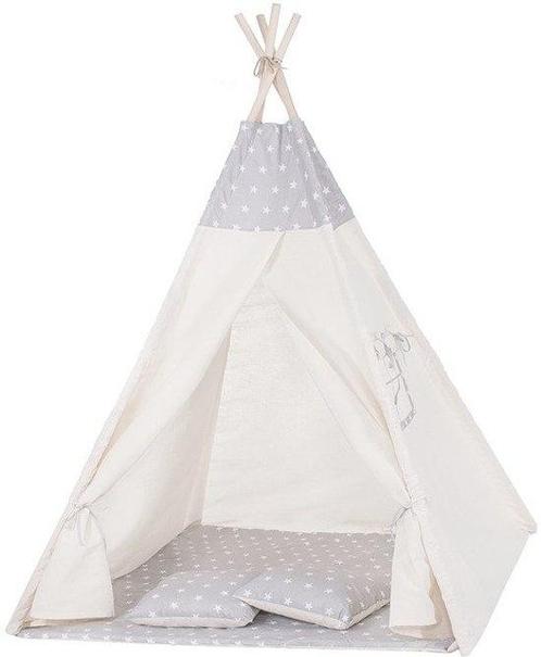 Tipitent kind Wigwam - beige met grijs - 100% katoen - 16..., Kinderen en Baby's, Speelgoed | Speeltenten, Nieuw, Ophalen of Verzenden