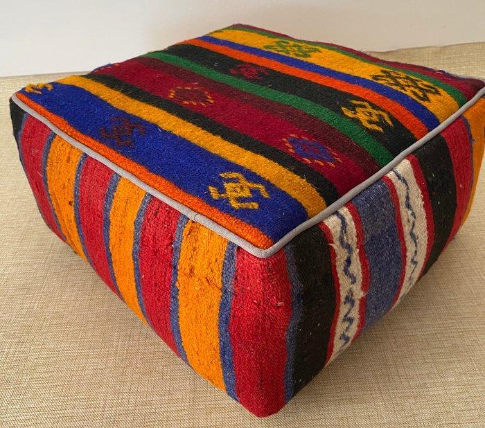 Kelim Poef - Kelim - 48 cm - 48 cm, Huis en Inrichting, Stoffering | Tapijten en Vloerkleden