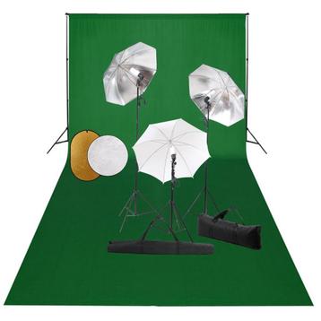 vidaXL Fotostudioset met lampen, paraplus, achtergrond en, Verzenden