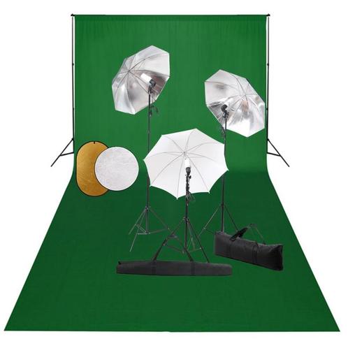 vidaXL Fotostudioset met lampen, paraplus, achtergrond en, Audio, Tv en Foto, Fotografie | Fotostudio en Toebehoren, Nieuw, Verzenden