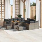 vidaXL Tuinbank Set met kussen 13 pcs Grijs Poly rattan, Tuin en Terras, Tuinsets en Loungesets, Verzenden, Nieuw