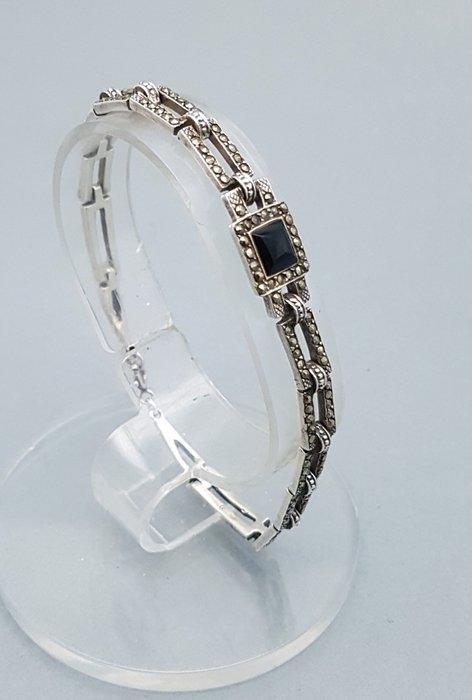 Zilver, Art Deco, Onyx - Armband - Markasieten., Antiek en Kunst, Kunst | Designobjecten