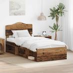 vidaXL Bedframe met hoofdeinde Oudhout 90 x 190 cm Massief, Verzenden