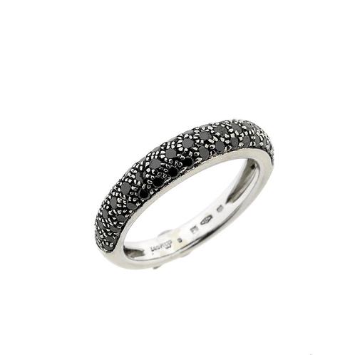Witgouden pavé ring met zwarte diamanten | 0,55 ct., Handtassen en Accessoires, Ringen, Dame, Met edelsteen, Overige kleuren, 18 tot 19