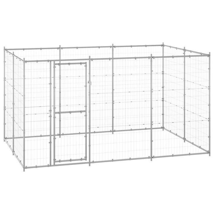 vidaXL Hondenkennel 7,26 m² gegalvaniseerd staal, Dieren en Toebehoren, Hondenbenches, Nieuw, Verzenden