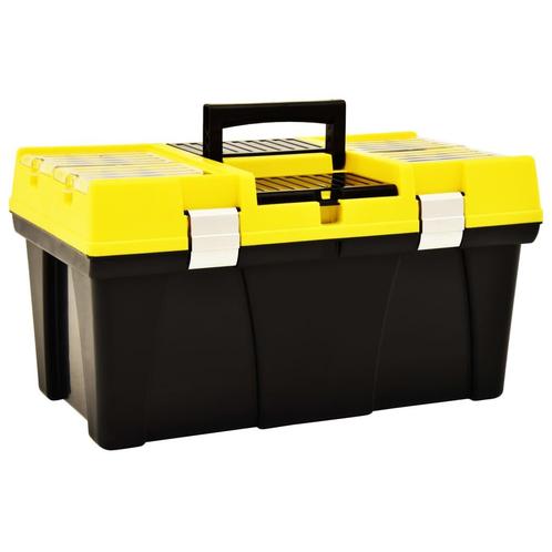 vidaXL Gereedschapskist 595x337x316 mm kunststof geel, Doe-het-zelf en Bouw, Gereedschapskisten, Nieuw, Verzenden