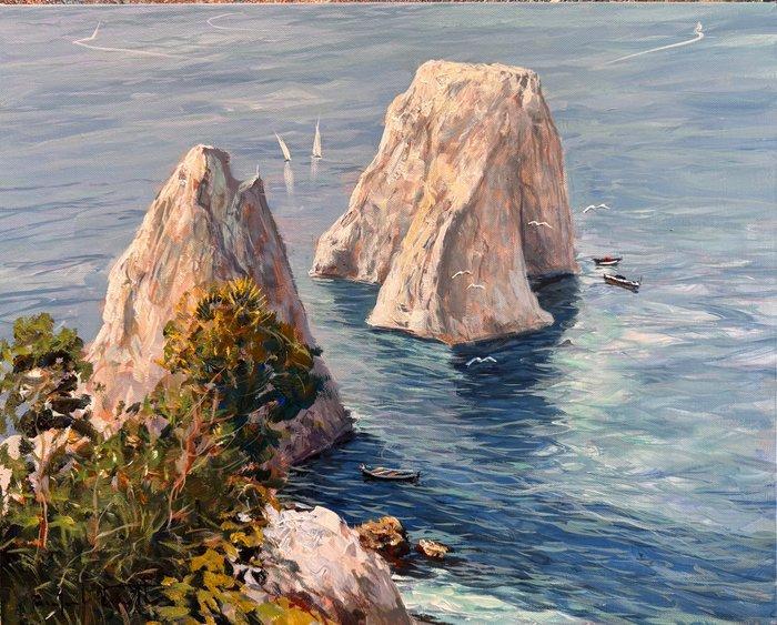 Pasquale Vuotto (1958) - Faraglioni, Capri, Antiek en Kunst, Kunst | Schilderijen | Klassiek