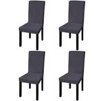 Stoelhoezen Antraciet 4st | Retour Deal | -35%, Huis en Inrichting, Stoelen, Verzenden, Nieuw, Grijs, Stof