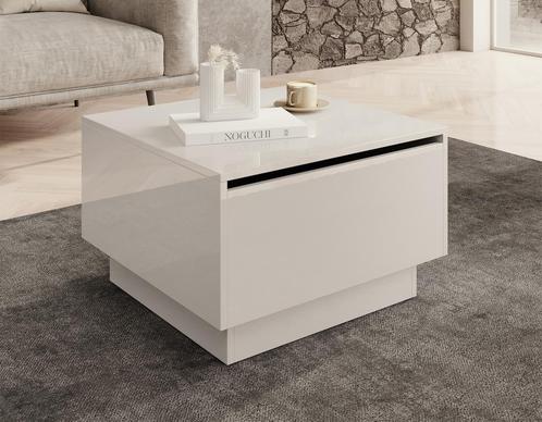 Meubella | salontafel vierkant hoogglans wit met klep 60cm, Huis en Inrichting, Tafels | Salontafels, Nieuw, 50 tot 100 cm, Minder dan 50 cm