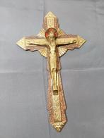 Art Deco Crucifix - Messing - 1950-1960 - Kruisbeeld van, Antiek en Kunst