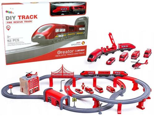 Elektrische treinbaan - brandweer thema - 92 elementen -..., Enfants & Bébés, Jouets | Jouets en bois, Enlèvement ou Envoi