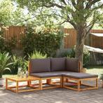 vidaXL 4-delige Loungeset met kussens massief acaciahout, Tuin en Terras, Verzenden, Nieuw