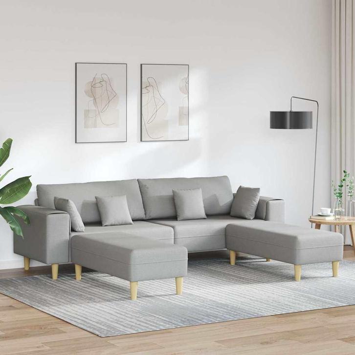 vidaXL Stoffen Sofa met kussen Wolkgrijs 208 cm Stof, Huis en Inrichting, Zetels | Zetels, Nieuw, Verzenden