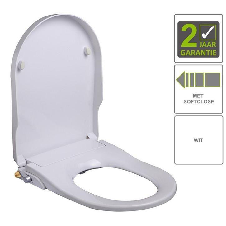 BWS Douche WC Zitting Luxe Stroomloos Met Sproeier Wit, Doe-het-zelf en Bouw, Sanitair, Overige typen, Nieuw, Ophalen of Verzenden
