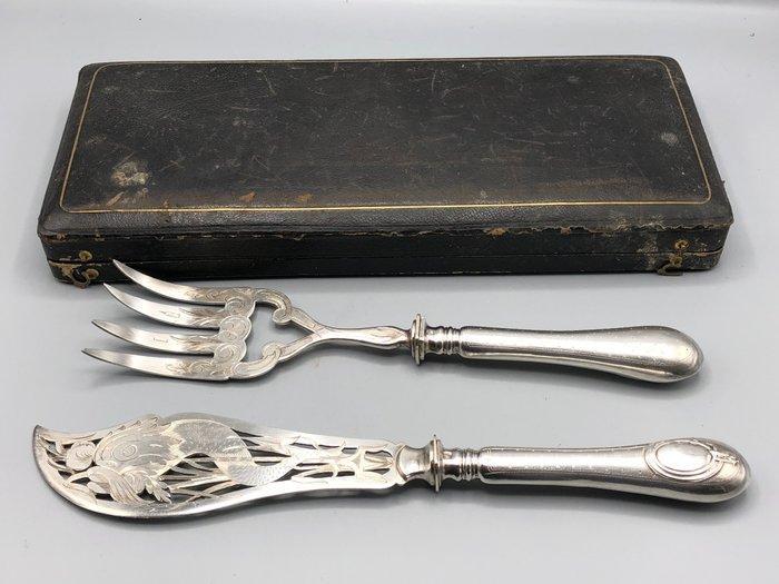 Paul Massat orfèvre - Serveerset voor vis (2) - .950 zilver, Antiek en Kunst, Antiek | Zilver en Goud