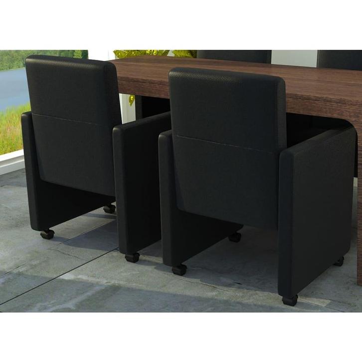vidaXL Eetkamerstoelen 2 st kunstleer zwart, Huis en Inrichting, Stoelen, Nieuw, Verzenden