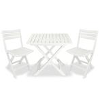 vidaXL 3-delige Bistroset inklapbaar kunststof wit, Tuin en Terras, Verzenden, Nieuw