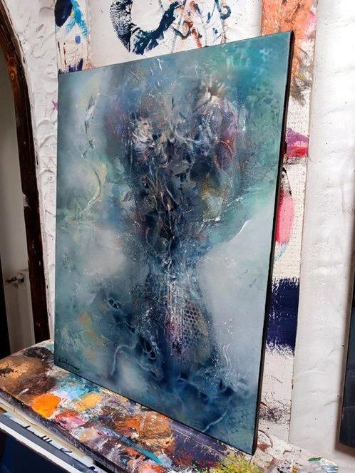 Ovidiu Kloska - Pot with perenity flowers beauty of decay by, Antiek en Kunst, Kunst | Schilderijen | Modern