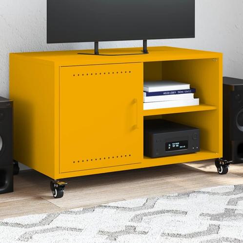 vidaXL Meuble TV jaune moutarde 68x39x43,5 cm acier, Maison & Meubles, Armoires | Mobilier de télévision, Neuf, Envoi