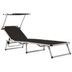 vidaXL Ligbed inklapbaar met dak aluminium en textileen, Tuin en Terras, Ligbedden, Verzenden, Nieuw