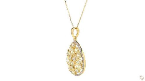 Halsketting - 14 karaat Geel goud - 4.44ct. tw. Geel Diamant, Handtassen en Accessoires, Kettingen