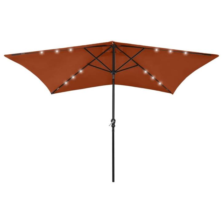vidaXL Parasol met LEDs en stalen paal 2x3 m, Tuin en Terras, Parasols, Nieuw, Verzenden