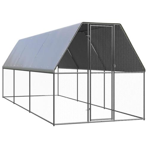 vidaXL Buitenhok voor kippen 2x6x2 m gegalvaniseerd staal, Dieren en Toebehoren, Knaagdieren en Konijnen | Hokken en Kooien, Nieuw