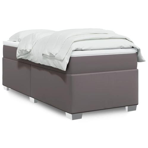 vidaXL Boxspring met matras kunstleer grijs 90x200 cm, Huis en Inrichting, Slaapkamer | Bedden, Nieuw, Verzenden