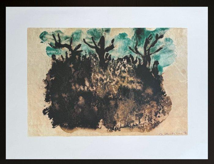 Axel Kasseböhmer (1952-2017) - Paysage avec 3 arbres, Antiek en Kunst, Antiek | Overige Antiek