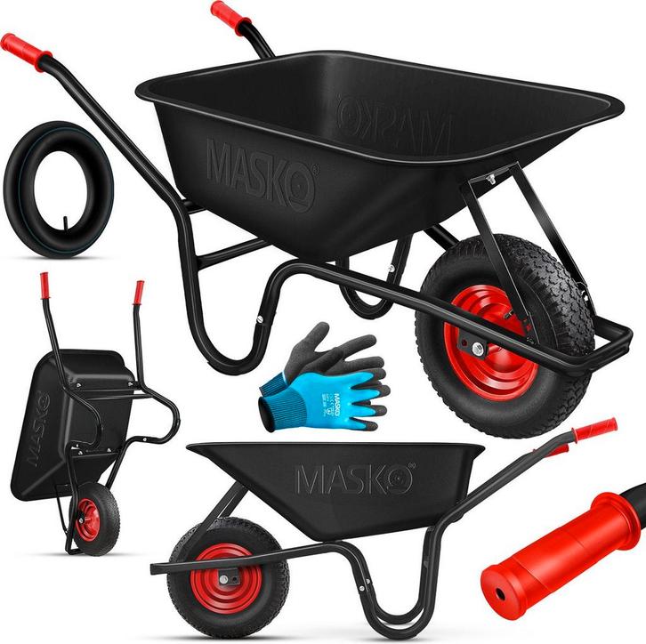 MASKO® Kruiwagen - 100L - Tot 250kg - Zwart •, Doe-het-zelf en Bouw, Gereedschap | Overige machines, Verzenden