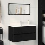 vidaXL Wasbak Kast met lade Zwart Eiken 80 x 38.5 x 45 cm, Huis en Inrichting, Verzenden, Nieuw