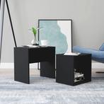 vidaXL Salontafelset 48x30x45 cm bewerkt hout zwart, Huis en Inrichting, Tafels | Salontafels, Verzenden, Nieuw