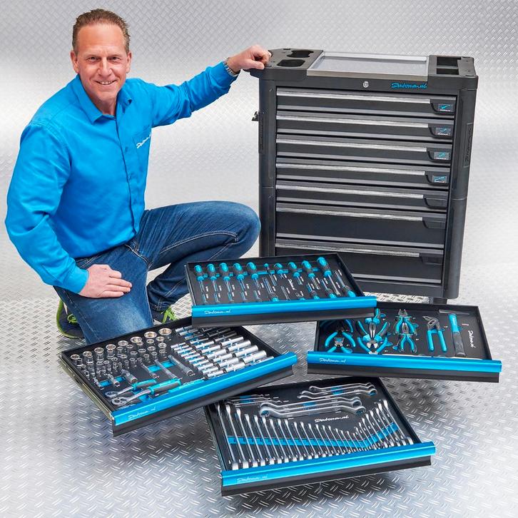 Datona Gereedschapswagen “tech-line” 80 cm + 153-delige, Doe-het-zelf en Bouw, Gereedschapskisten, Ophalen of Verzenden