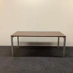 Verstelbaar bureau 180x90 cm, Donker bruin blad - grijs, Bureau