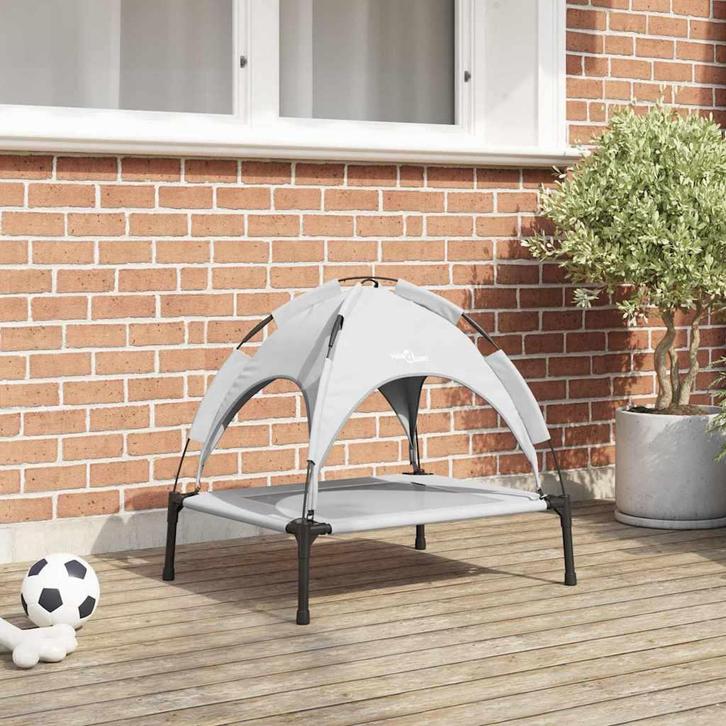 vidaXL Hondenbed Zilvergrijs 63 x 49,5 x 60 cm Staal, Dieren en Toebehoren, Honden-accessoires, Nieuw, Verzenden