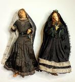 Sculpture, Coppia di figure sacre - 40 cm - Cire, Textile, Antiek en Kunst