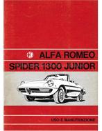 1971 ALFA ROMEO SPIDER 1300 JUNIOR INSTRUCTIEBOEKJE