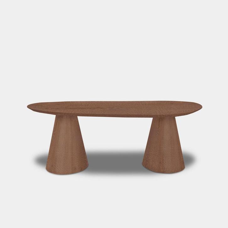 Tafel organisch eikenhout  Set Kegelpoot  230x105, Huis en Inrichting, Tafels | Eettafels